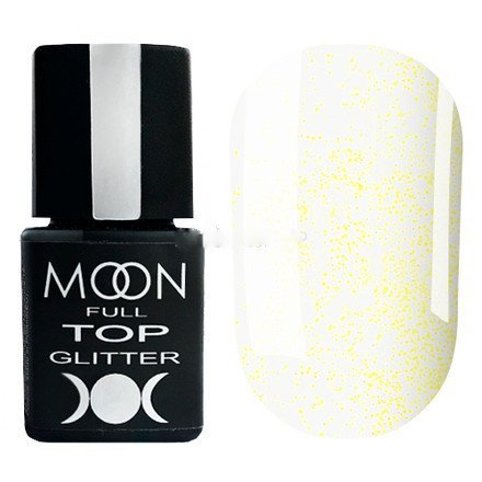 Топ Moon Full Top Glitter №2 Gold (прозорий із золотистим мікроблиском), 8 мл
