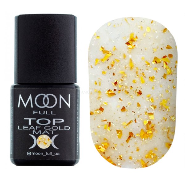 Топ матовый Moon Full Top Leaf Gold Mat (с золотистыми хлопьями), 8 мл