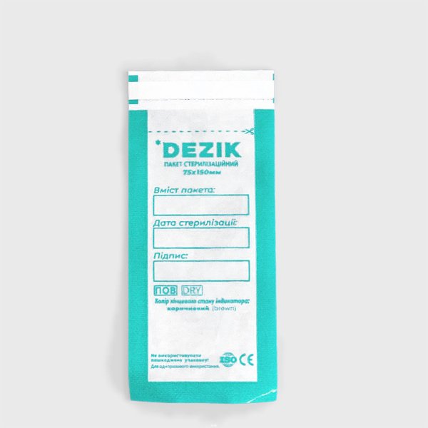 Крафт-Пакети для стерилізації прозорі Dezik 75*150мм, 100 шт