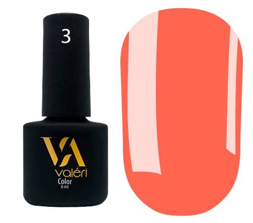 Гель-лак Valeri color №003 (Персиково-оранжевий, емаль), 6 ml