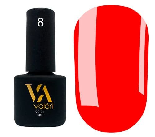 Гель-лак Valeri color №008 (Неоновий червоний, емаль), 6 ml