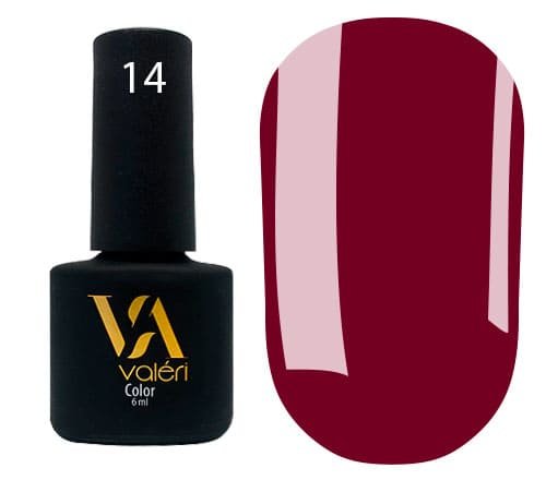 Гель-лак Valeri color №014 (Винно-бордовий, емаль), 6 ml