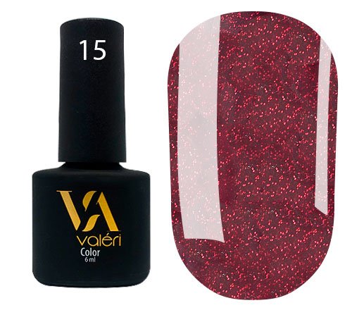 Гель-лак Valeri color №015 (Винно-бордовий, мікроблиск), 6 ml
