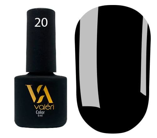 Гель-лак Valeri color №020 (Чорний, емаль), 6 ml