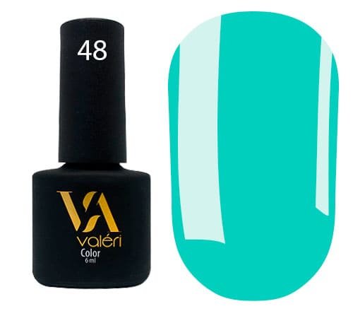 Гель-лак Valeri color №048 (Яскравий бірюзовий, емаль), 6 ml