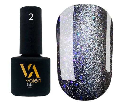Гель-лак Valeri Cat Eyes №02 (Серебро с сине-фиолетовыми частицами, кошачий глаз), 6 ml