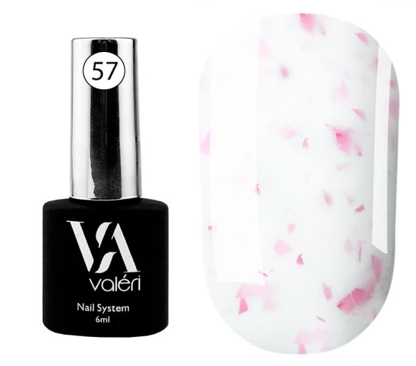 Кольорова база Valeri Patal base №057 (Білий з рожевою поталлю), 6 мл