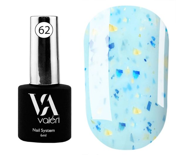 Кольорова база Valeri Patal base №062 (Блакитний з жовто-синьою поталлю), 6 мл