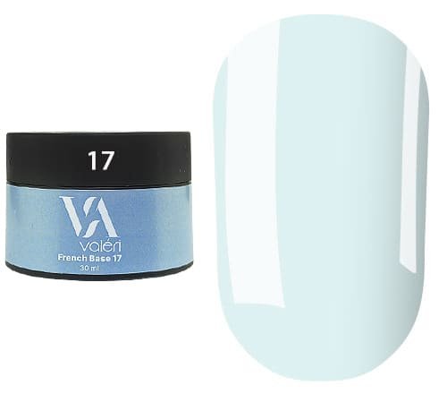 Кольорова база Valeri French base №017 (Сіро-блакитний, емаль), 30 мл