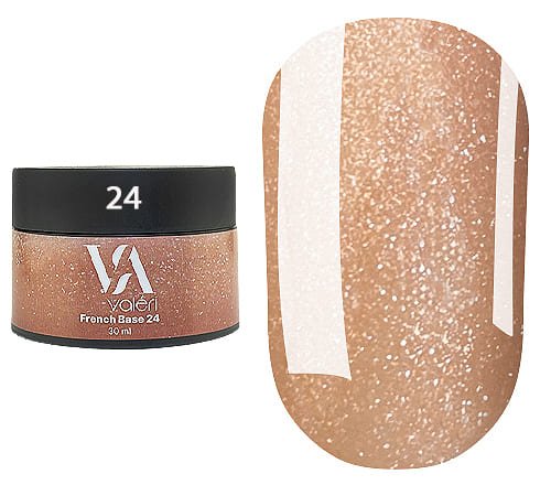 Кольорова база Valeri French base №024 (Коричнево-бежевий з золотистим мікроблиском), 30 мл