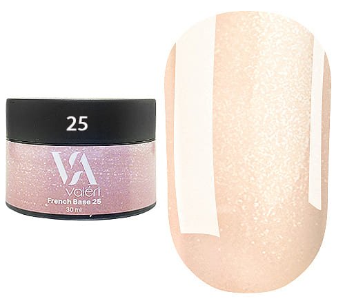 Камуфлирующая база Valeri French base №025 (Сливочно-розовый с серебристым микроблеском), 30 мл