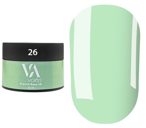 Кольорова база Valeri French base №026 (Бірюзово-м'ятний), 30 мл