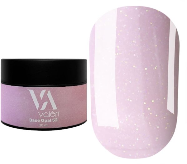 Камуфлирующая база Valeri Opal base №052 (Нежно-розовый с микроблеском), 30 мл