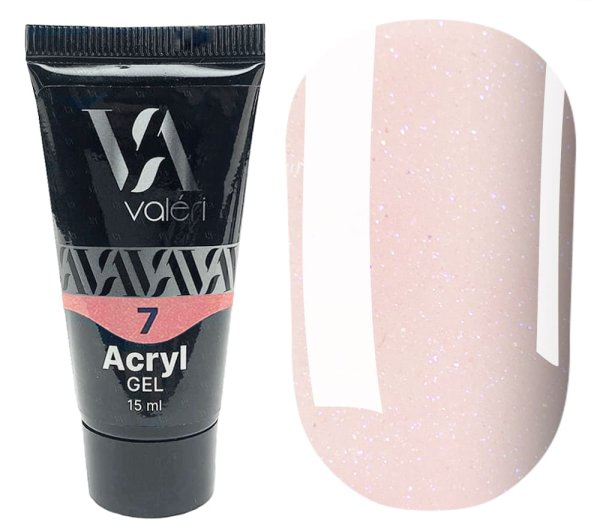 Акрил гель Valeri Acryl Gel №07 (Нежно-розовый с микроблеском), 15 мл