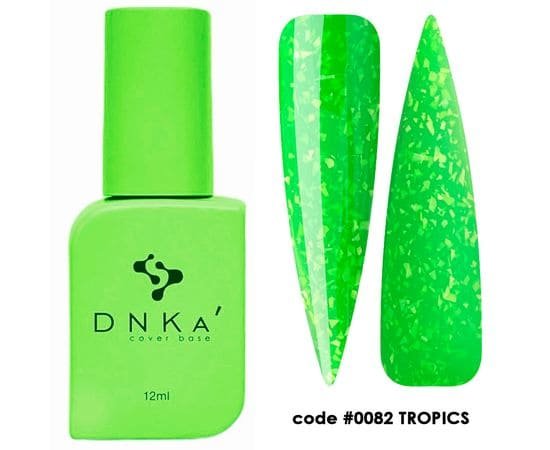 База DNKa Cover Base №0082 (Неоновый салатовый с Поталью), 12 мл