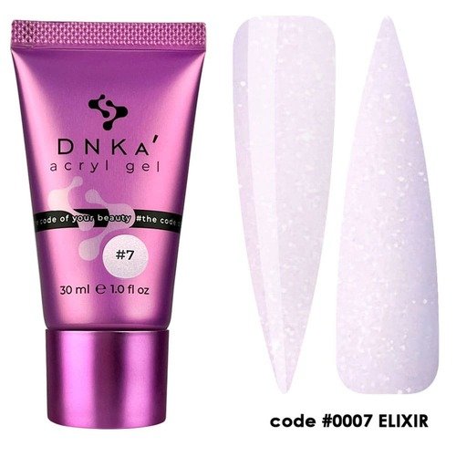 Акригель DNKa Acryl Gel #0007 Elixir(Tube) (Розовый С Шимером), 30 мл