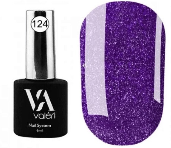 Гель-лак Valeri color №124 (Фиолетовый, микроблеск), 6 ml