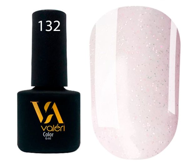 Гель-лак Valeri color №132 (Світло-рожевий з блискітками), 6 ml