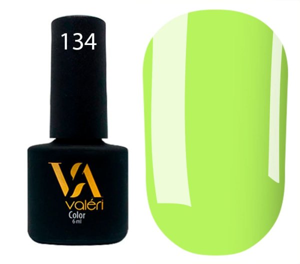 Гель-лак Valeri color №134 (Желто-салатовый, неон), 6 ml