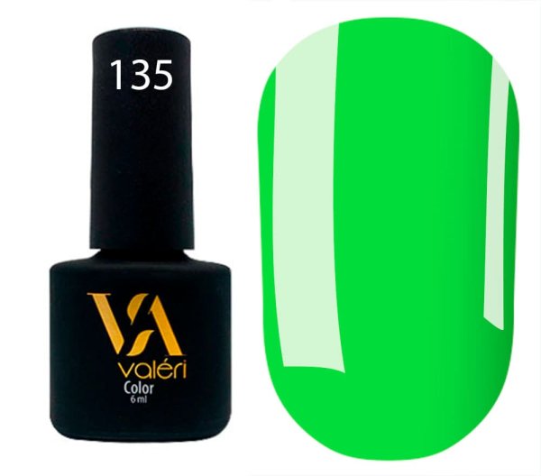 Гель-лак Valeri color №135 (Светло-зеленый, неон), 6 ml