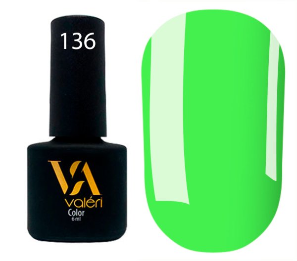 Гель-лак Valeri color №136 (Cалатовий, неон), 6 ml