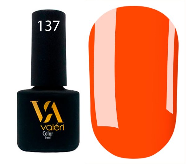 Гель-лак Valeri color №137 (Помаранчевий, неон), 6 ml