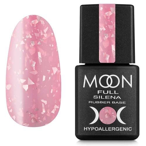 База Moon Full Silena Potal Rubber Base №2027 (рожевий з сріблястою поталлю), 8 мл
