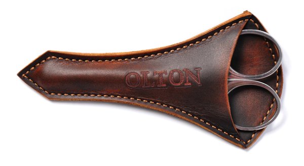 Ножницы Olton профессиональные для кутикулы 113 мм + чехол (кожа)