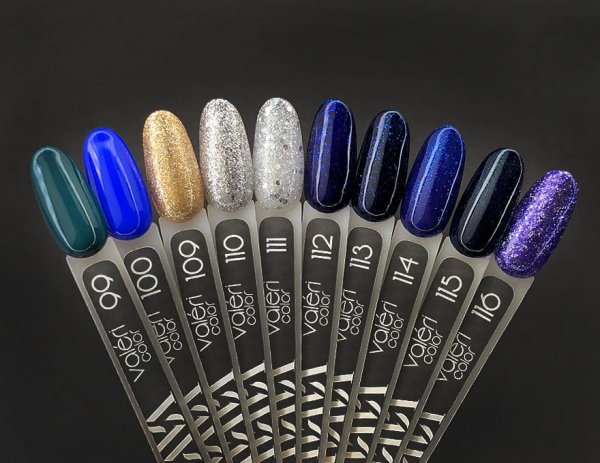 Гель-лак Valeri color №110 (Срібло з блискітками), 6 ml