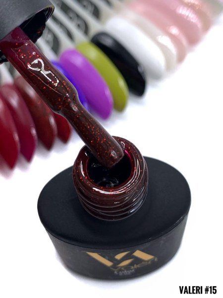 Гель-лак Valeri color №015 (Винно-бордовий, мікроблиск), 6 ml