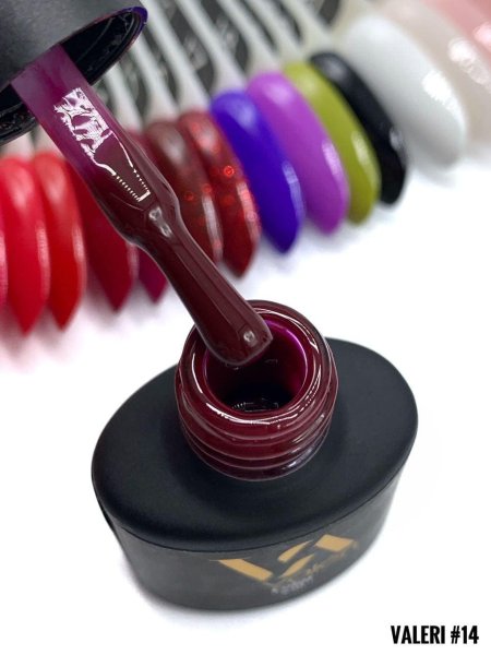 Гель-лак Valeri color №014 (Винно-бордовий, емаль), 6 ml