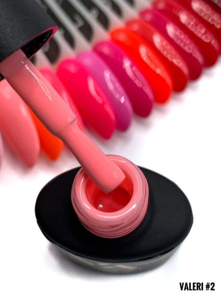 Гель-лак Valeri color №002 (Яскравий рожевий, Емаль), 6 ml