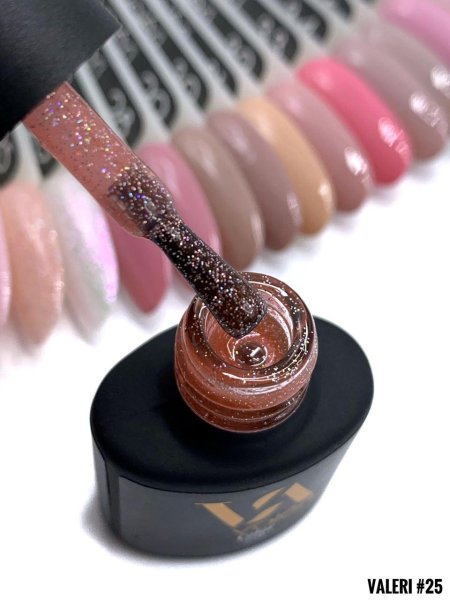 Гель-лак Valeri color №025 (Персиковий з блискітками), 6 ml
