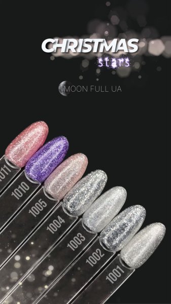 Гель-лак MOON FULL Christmas №1004 полупрозрачный с серебристыми блестками 8 ml