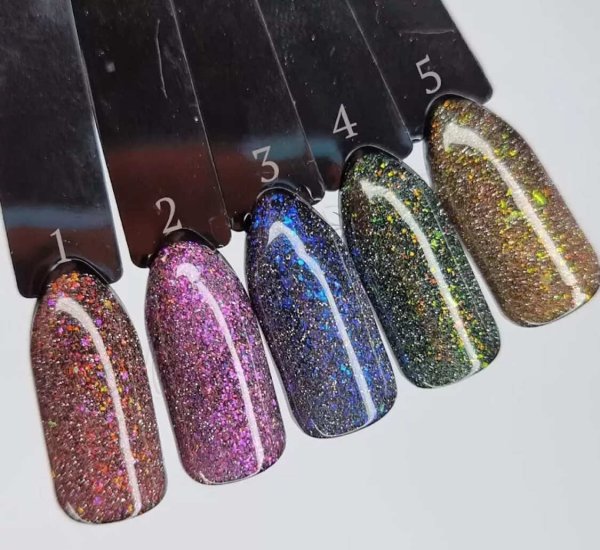 Гель лак светоотражающий Moon Full Chrome Flake Disko №02 Фиолетовый, 8 мл