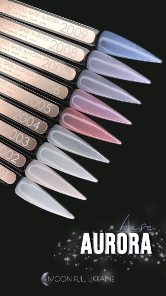 База Moon Full Aurora Shimmer Rubber Base №2008 (бузковий з шиммером), 8 мл
