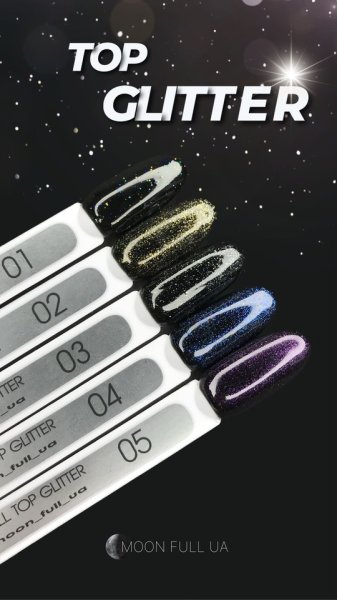Топ Moon Full Top Glitter №5 Violet (прозорий з фіолетовим мікроблиском), 8 мл
