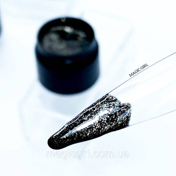 Гель лак с глитером Magic Girl SHINE Черное золото, 5 мл