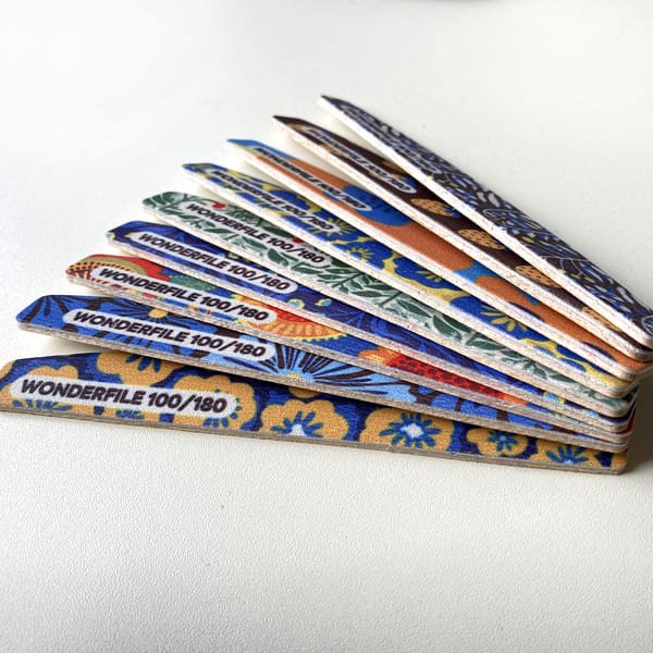 Пилка Wonderfile "Півмісяць" з принтом на дерев'яній основі на піні 100/180