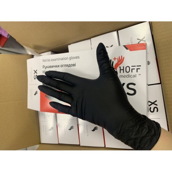 Перчатки нитриловые черного цвета размер XS HOFFmedical