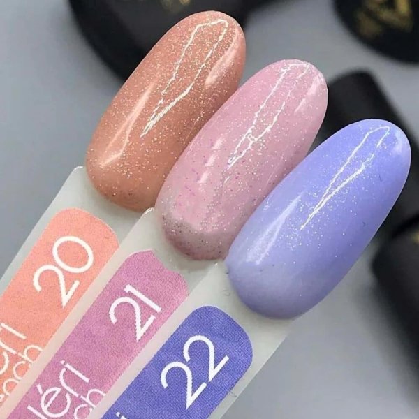 Кольорова база Valeri French base №020 (Ніжно-персиковий зі срібним мікроблиском), 30 мл